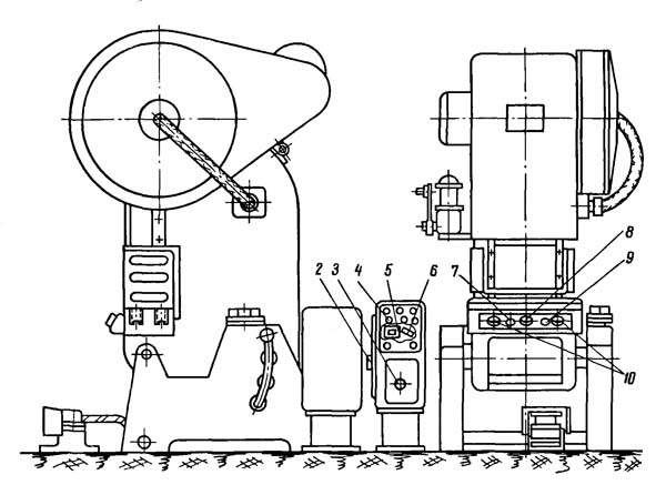 КД2322 Органы керування однокривошипным прессом